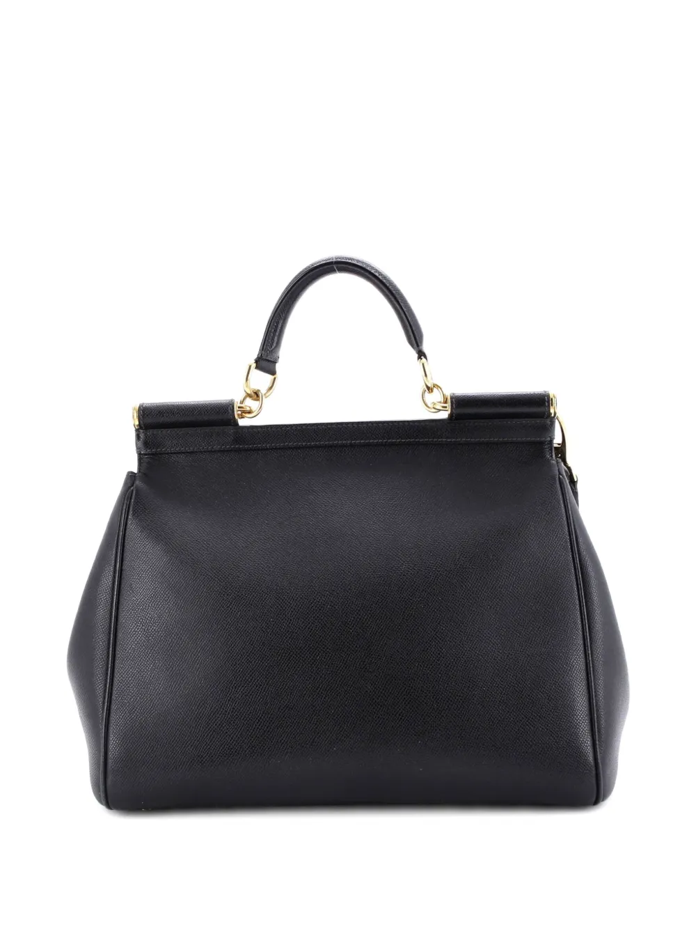 Pre-owned Dolce & Gabbana Miss Sicily Bag Leather Large Satchel In Black