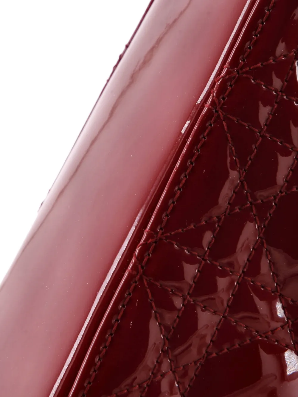 Pre-owned Dior Lady  Chain Bag Cannage Quilt Patent Mini Satchel In Red