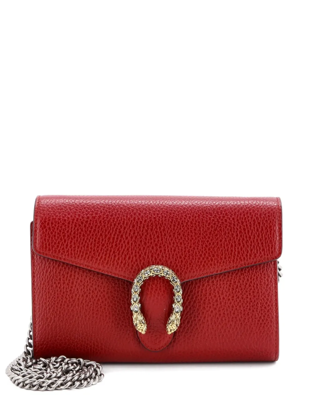 Gucci Pre-Owned Dionysus Chain Wallet Leather with Embellished Detail Small crossbody bag - Rosso