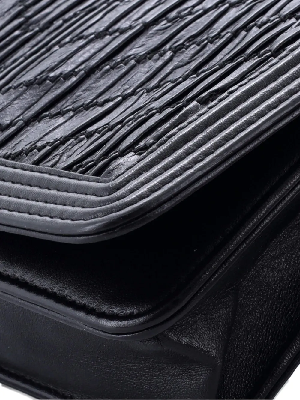 CHANEL Pre-owned Coco Pleats Boy Wallet On Chain Pleated Crumpled Calfskin Clutch Bag In Black