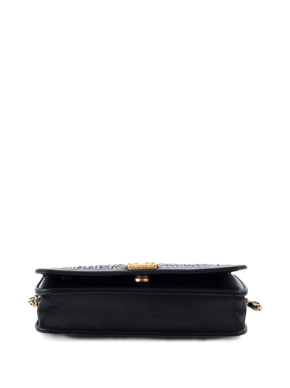 CHANEL Pre-owned Coco Pleats Boy Wallet On Chain Pleated Crumpled Calfskin Clutch Bag In Black