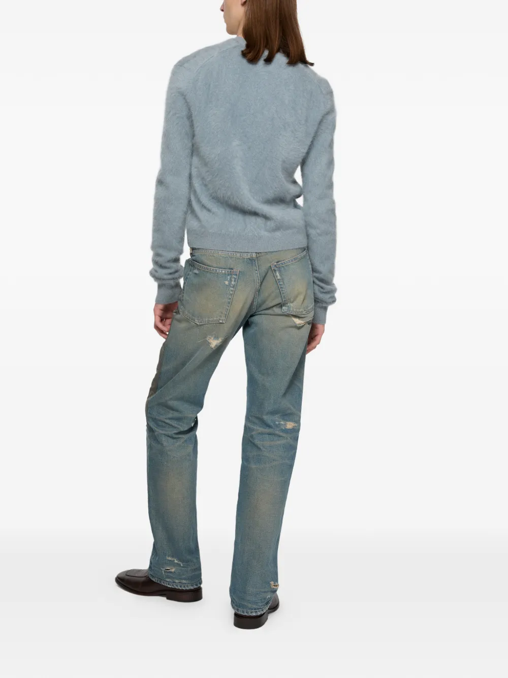  Acne Studios V-neck Fuzzy Cardigan - Blue 