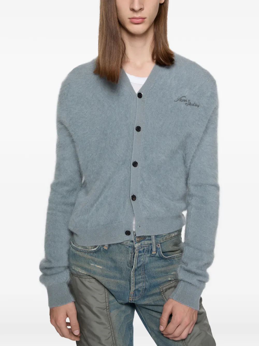 Acne Studios Pluizig vest met V-hals Blauw