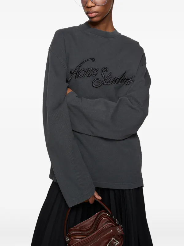 Acne Studios Embroidered Logo T-shirt | Grey | FARFETCH ZA