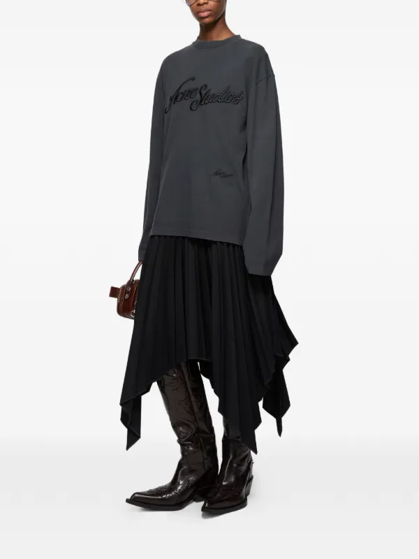 Acne Studios Embroidered Logo T-shirt | Grey | FARFETCH