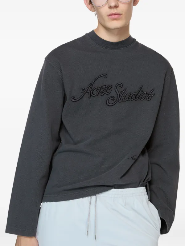 Acne Studios Embroidered Logo T-shirt | Grey | FARFETCH ZA