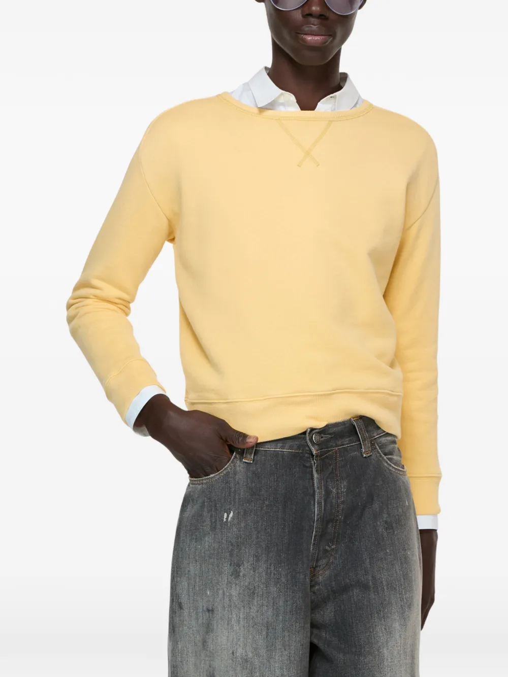  Acne Studios Back-logo Crew-neck Sweatshirt - Yellow 