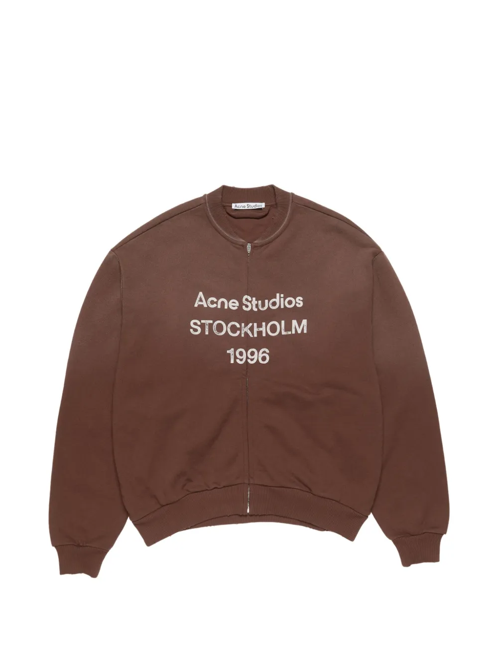 Acne Studios logo-print zip cardigan - Brown