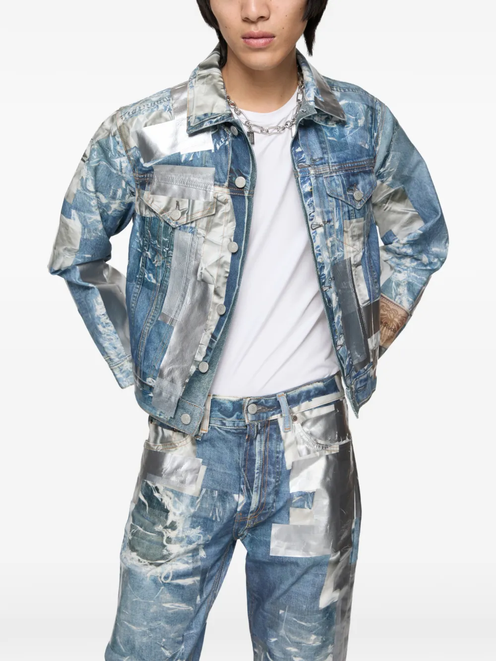 Acne Studios Denim jack met patchwork Blauw