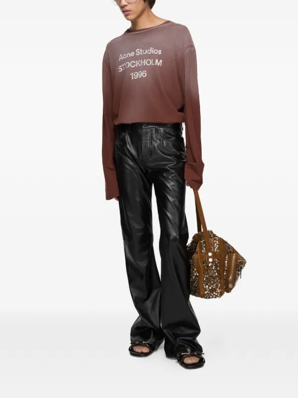 Acne Studios ロゴ ロングTシャツ | ブラウン | FARFETCH JP
