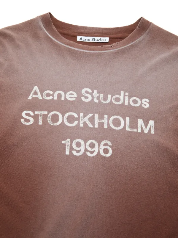 Acne Studios long-sleeve logo-print T-shirt | Brown | FARFETCH RO