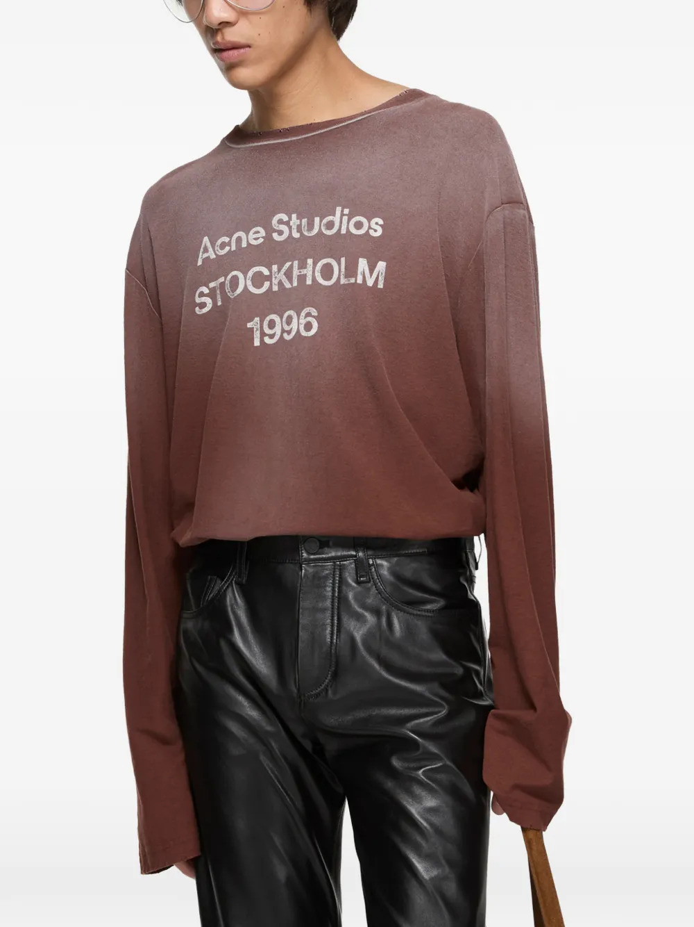 Acne Studios long-sleeve logo-print T-shirt | Brown | FARFETCH ZA