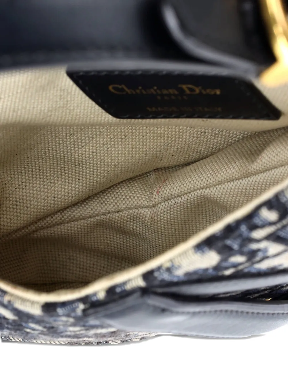 DIOR Pre-owned Saddle Handbag With Strap Oblique Canvas Mini Shoulder Bag In Blue