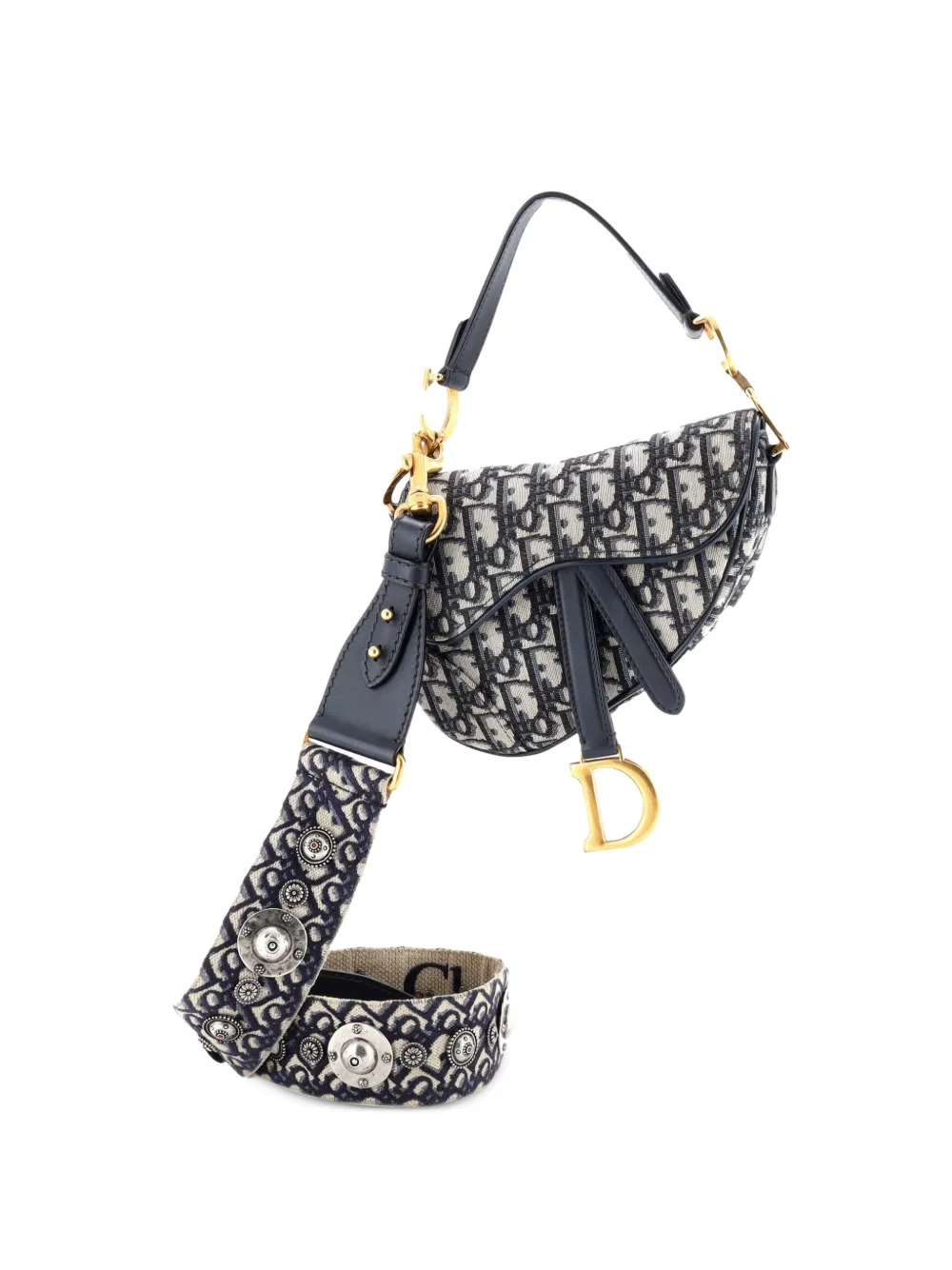 Christian Dior Pre-Owned Saddle Handbag with Strap Oblique Canvas Mini shoulder bag - Blu