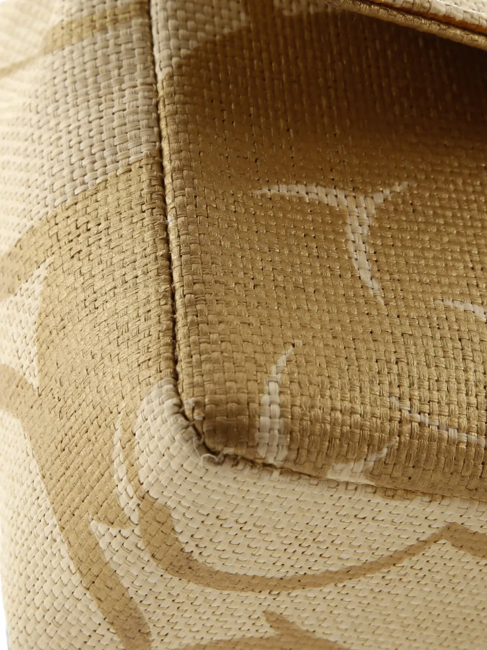 Pre-owned Chanel Camellia Single Flap Bag Printed Raffia Medium Shoulder Bag In Gold