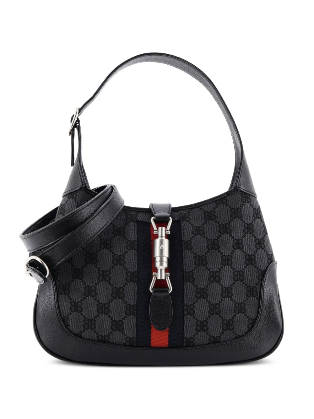 Balenciaga Pre-Owned x Gucci The Hacker Project Jackie 1961 Hobo BB Canvas Small crossbody bag - Nero