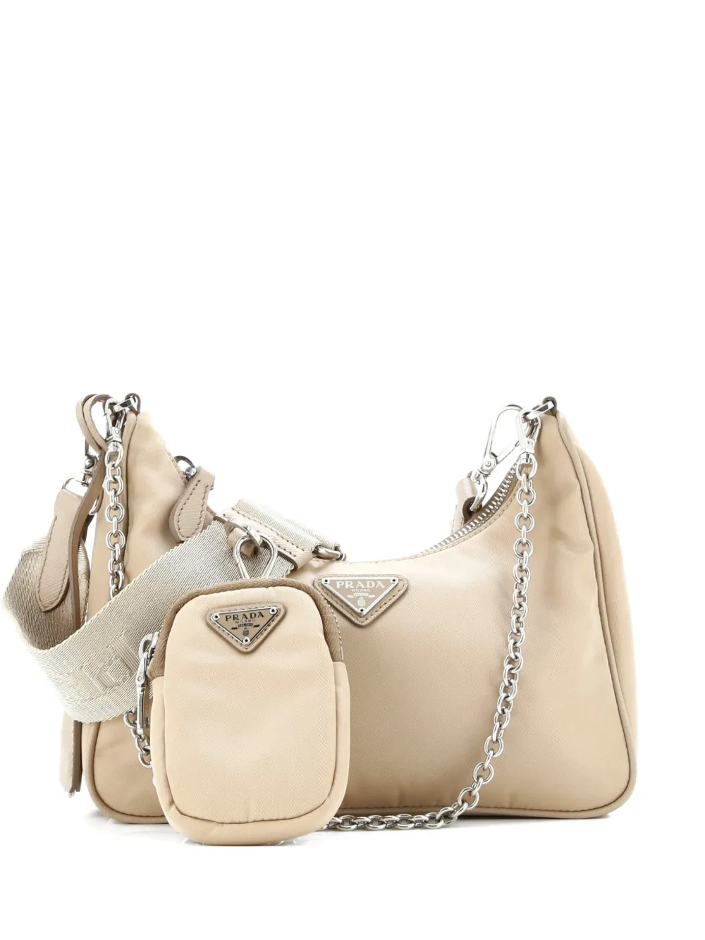 Click to view more detailed imagery on our partner's website Pre-owned Prada Re-edition 2005 Shoulder Bag Tessuto Small Crossbody Bag In Neutral