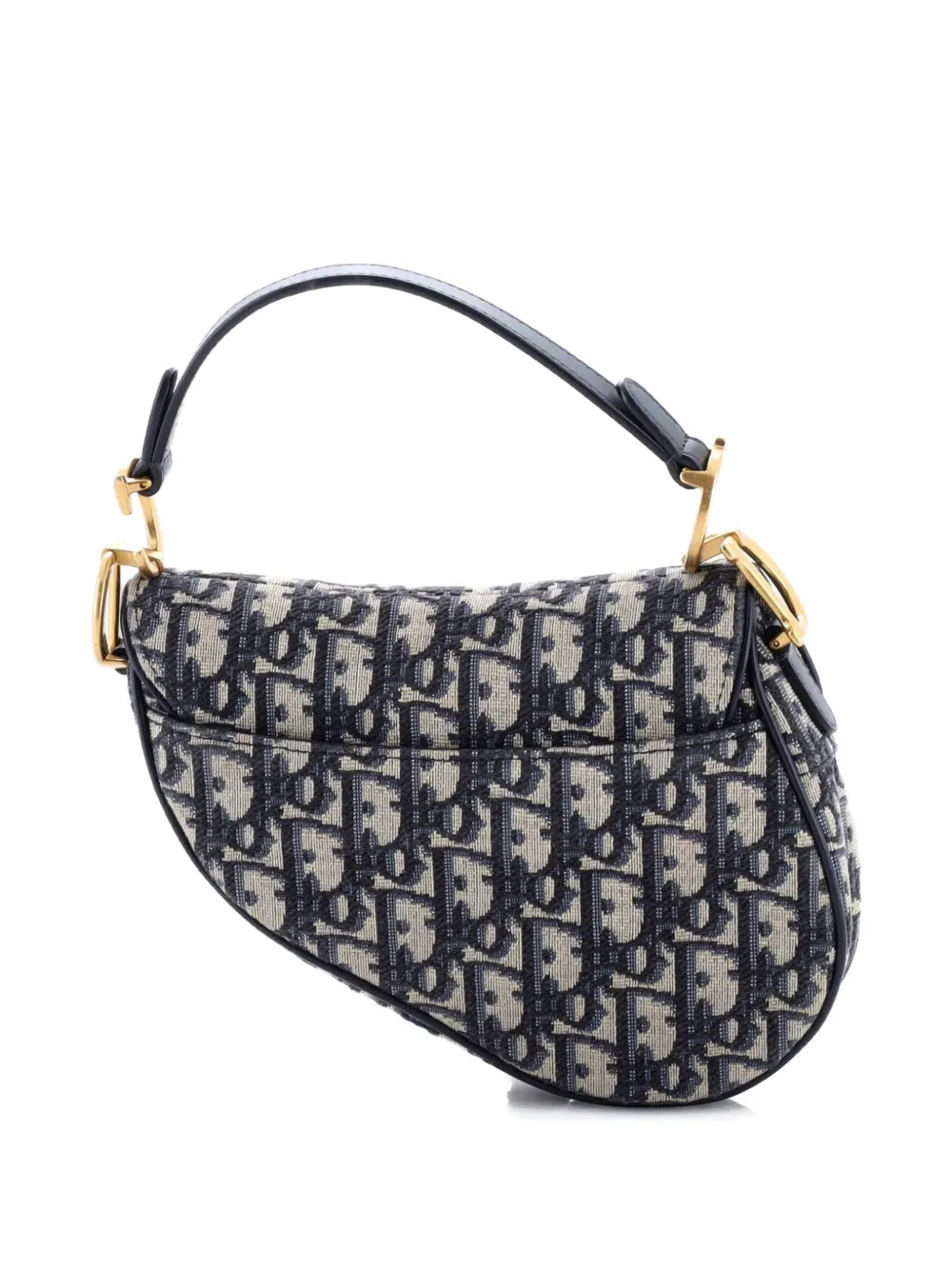 Pre-owned Dior Saddle Handbag Oblique Canvas Mini Shoulder Bag In Blue