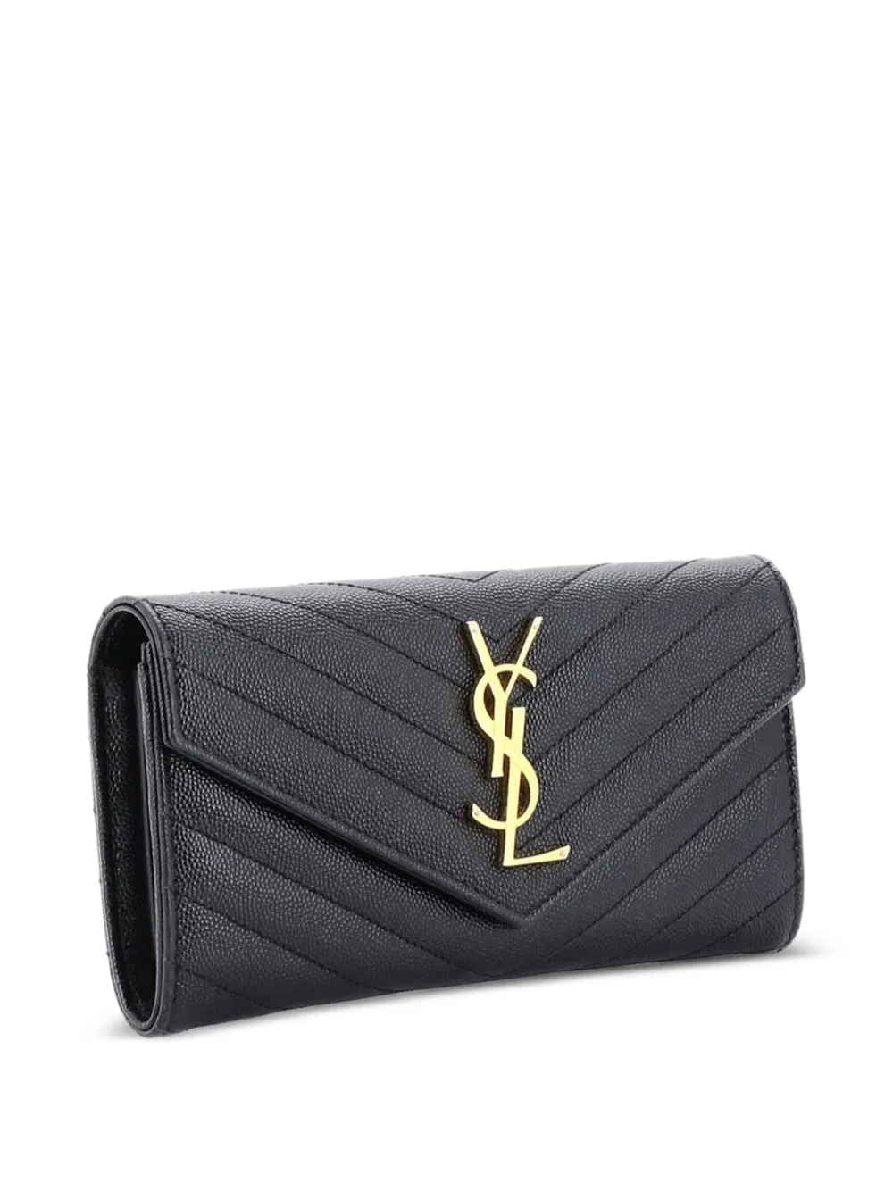 Saint Laurent Pre-Owned Classic Monogram Flap Wallet Matelasse Chevron Leather Large small wallets | negro | Image 1