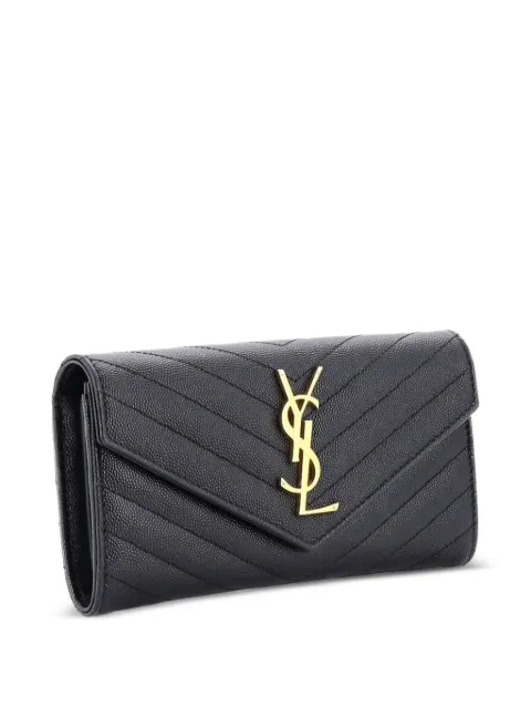 Saint Laurent Pre-Owned Classic Monogram Flap Wallet Matelasse Chevron Leather Large small wallets
