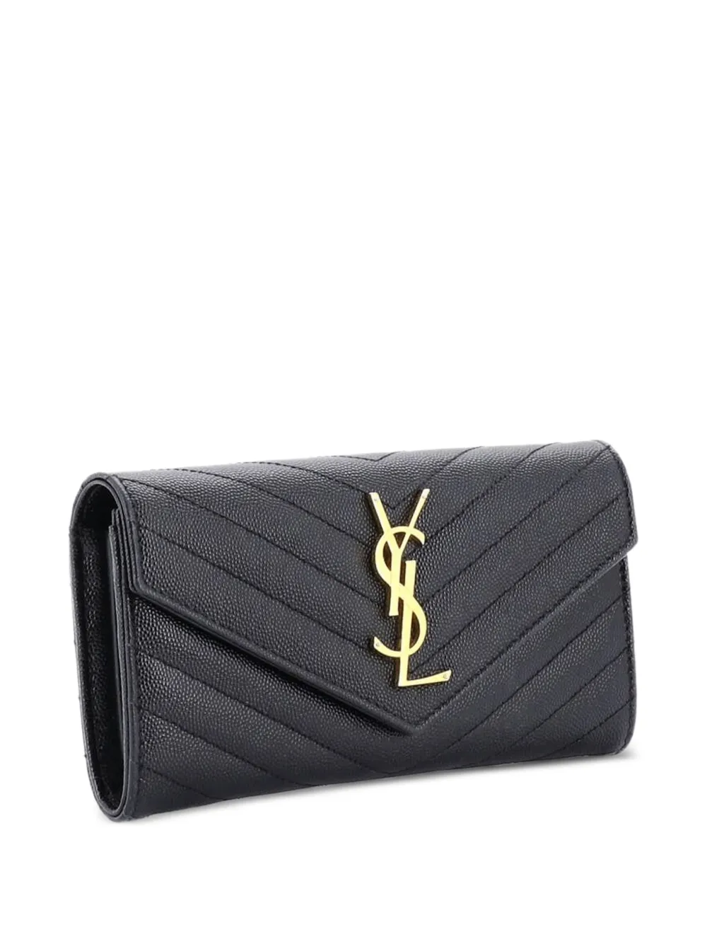 Saint Laurent Pre-Owned Classic Monogram Flap Wallet Matelasse Chevron Leather Large small wallets | Schwarz | Image 1