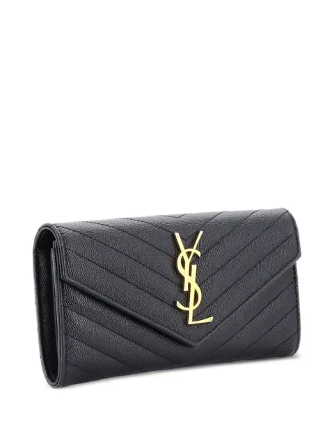 Saint Laurent Pre-Owned Classic Monogram Flap Wallet Matelasse Chevron Leather Large small wallets