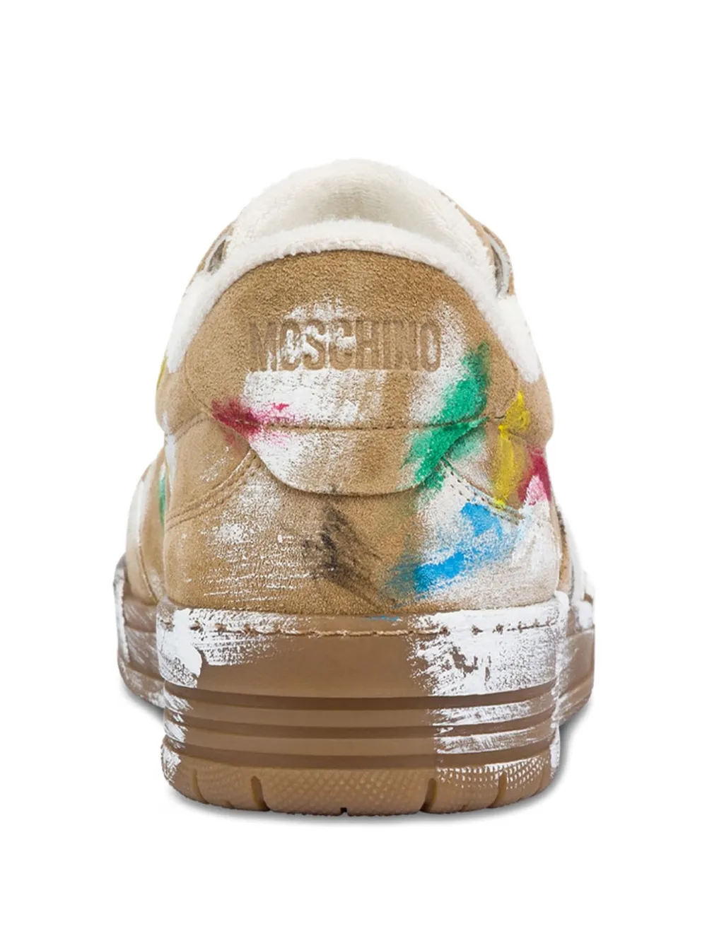 Moschino Geverfde leren sneakers Bruin