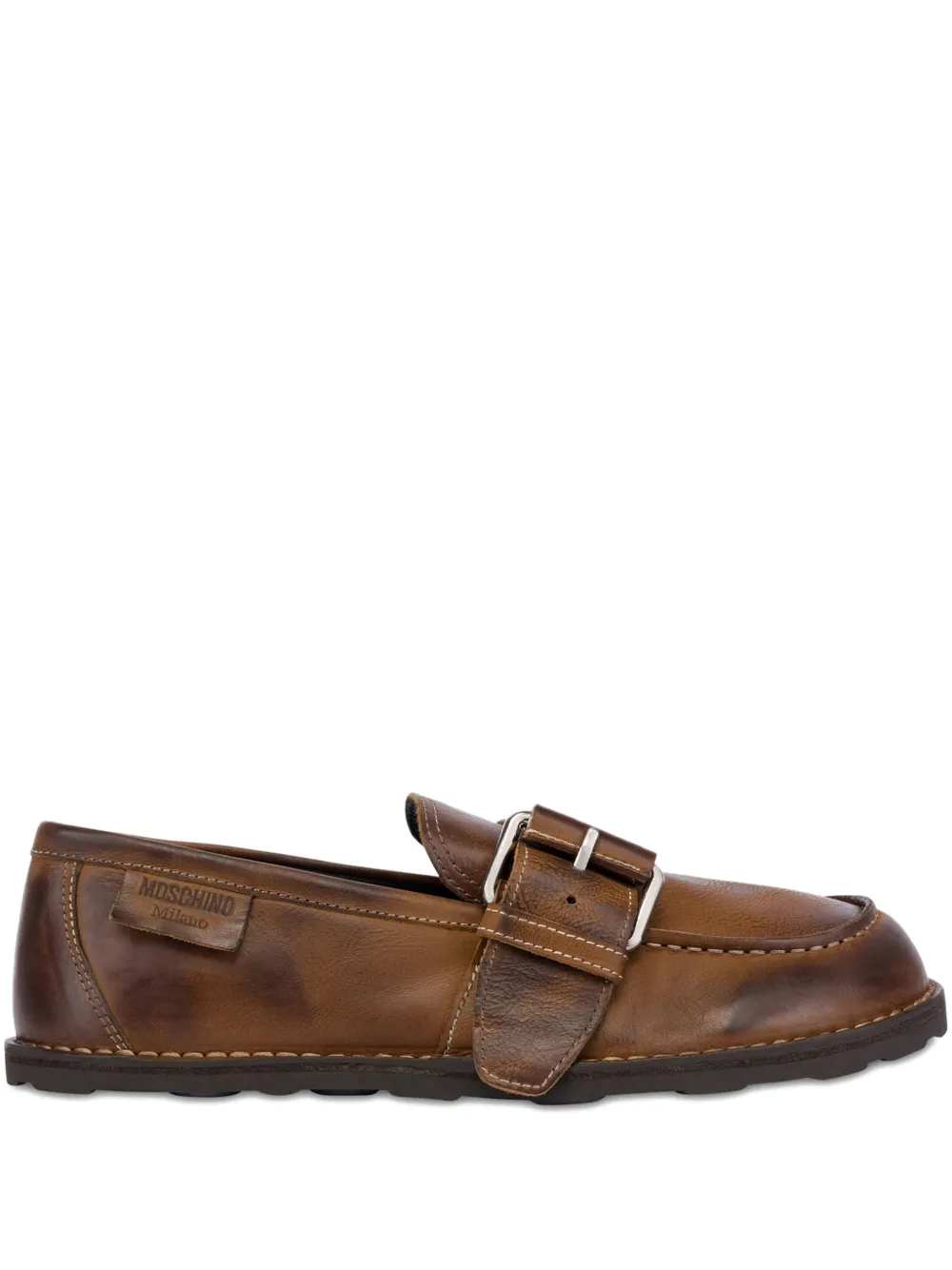 Moschino Mocassini in pelle con fibbia - Marrone
