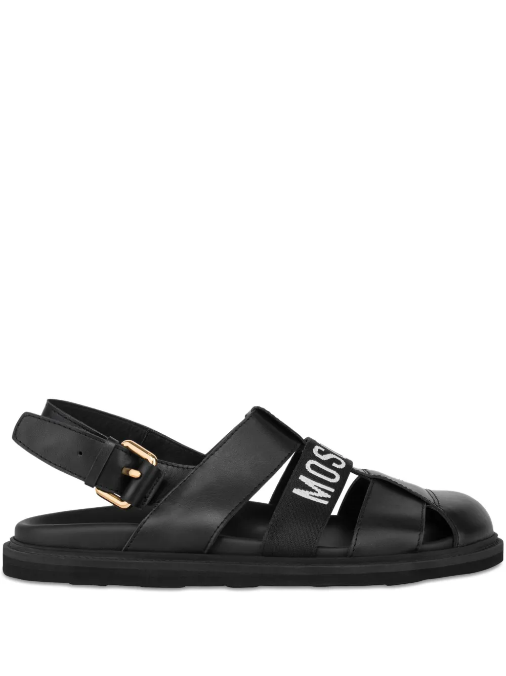 Moschino logo-detailed leather sandals - Black