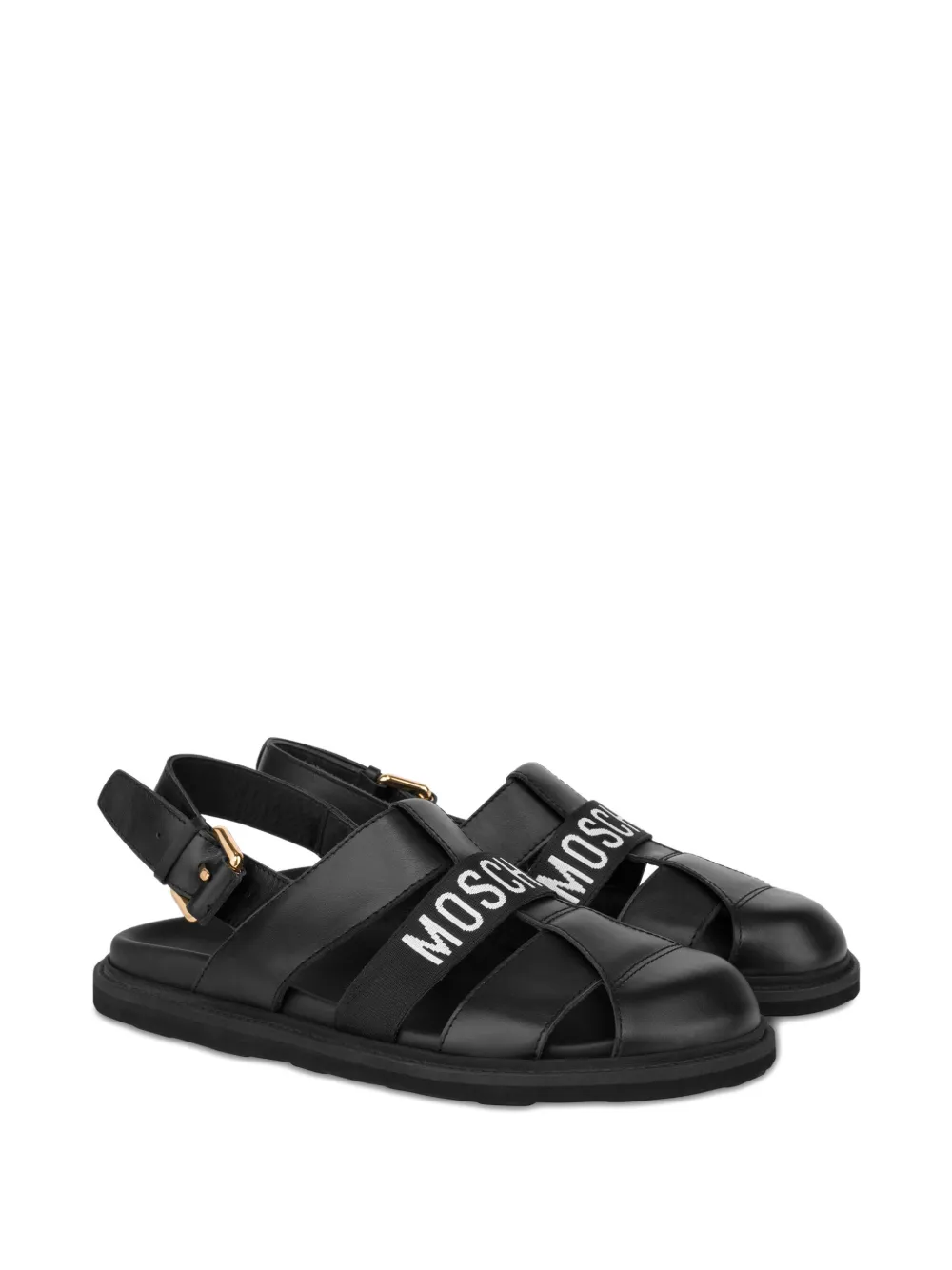 Moschino Leren sandalen met logodetail - Zwart