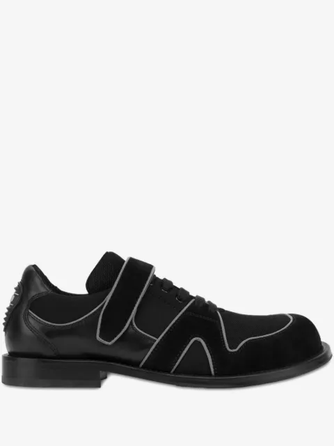 Moschino derby shoes in calfskin, suede, and mesh