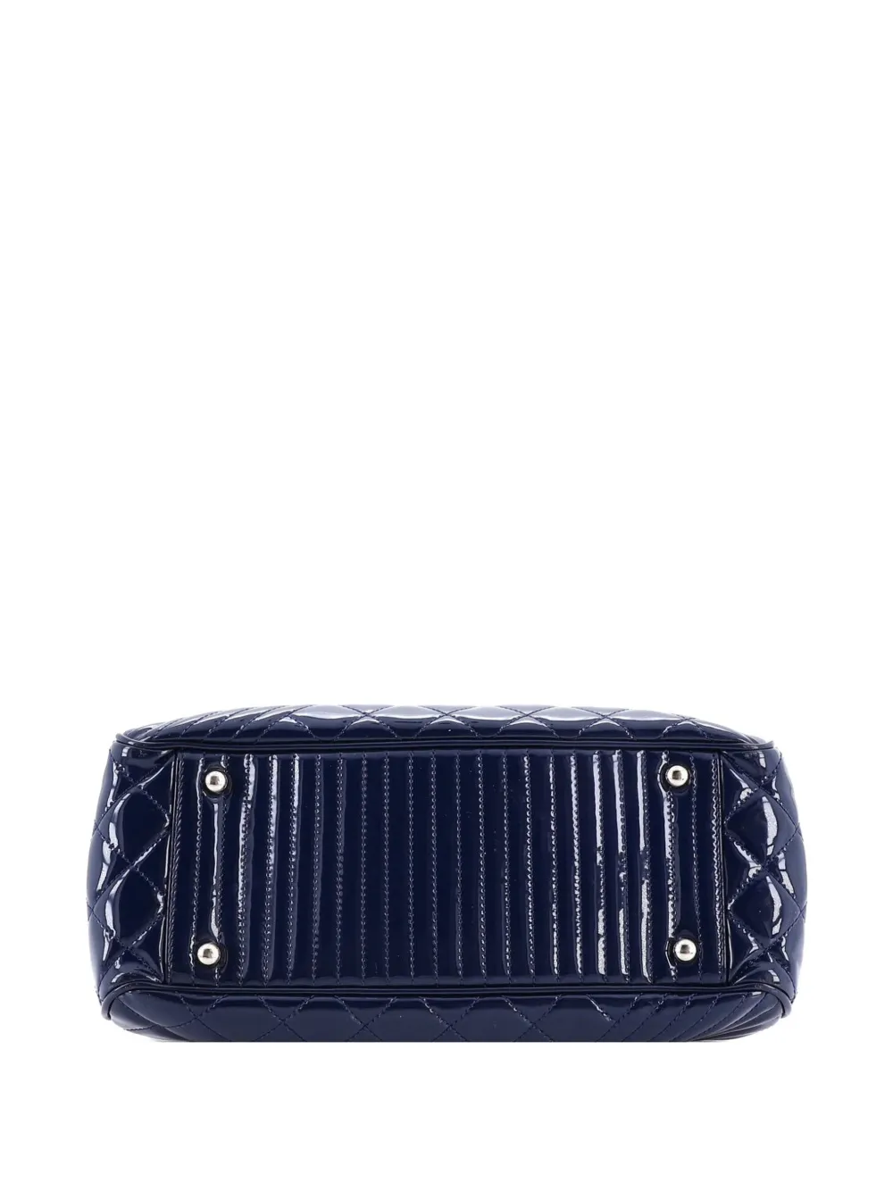 CHANEL Pre-owned Coco Boy Tote Quilted Patent Medium Shoulder Bag In Blue