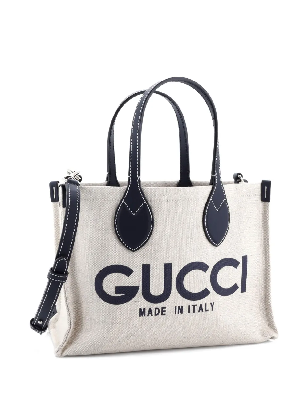 GUCCI Pre-owned Logo Shopper Tote Printed Canvas Small Shoulder Bag In Blue