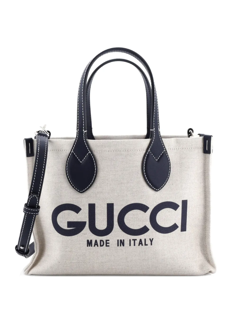 Click to view more detailed imagery on our partner's website Pre-owned Gucci Logo Shopper Tote Printed Canvas Small Shoulder Bag In Blue