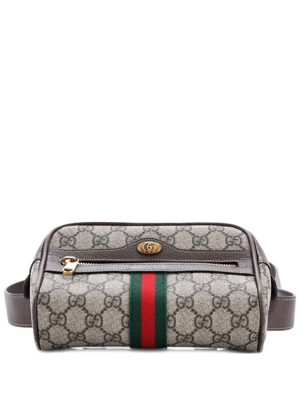 Pre-owned Gucci Ophidia Gg Coated Canvas Small Belt Bag In Brown
