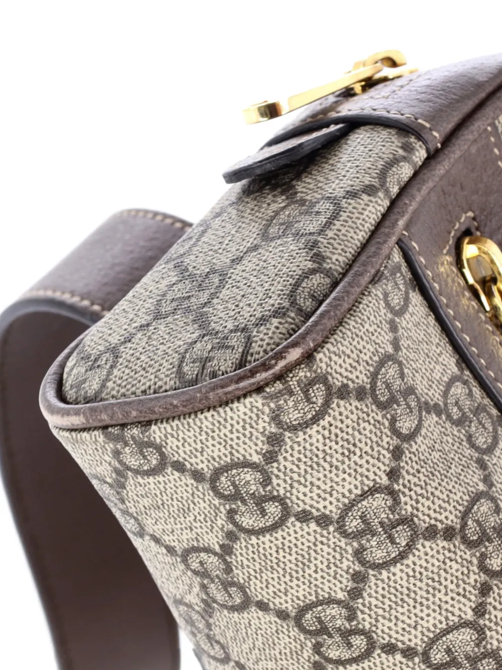 Pre-owned Gucci Ophidia Gg Coated Canvas Small Belt Bag In Brown