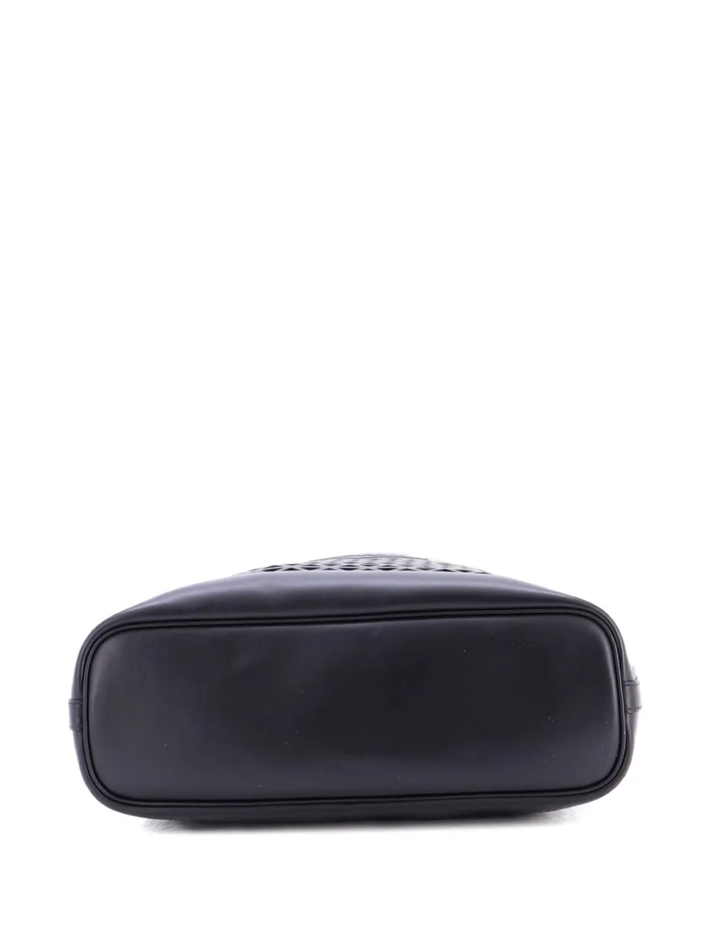 Pre-owned Prada Triangle Logo Shopper Tote Laser Cut Leather Medium Shoulder Bag In Black