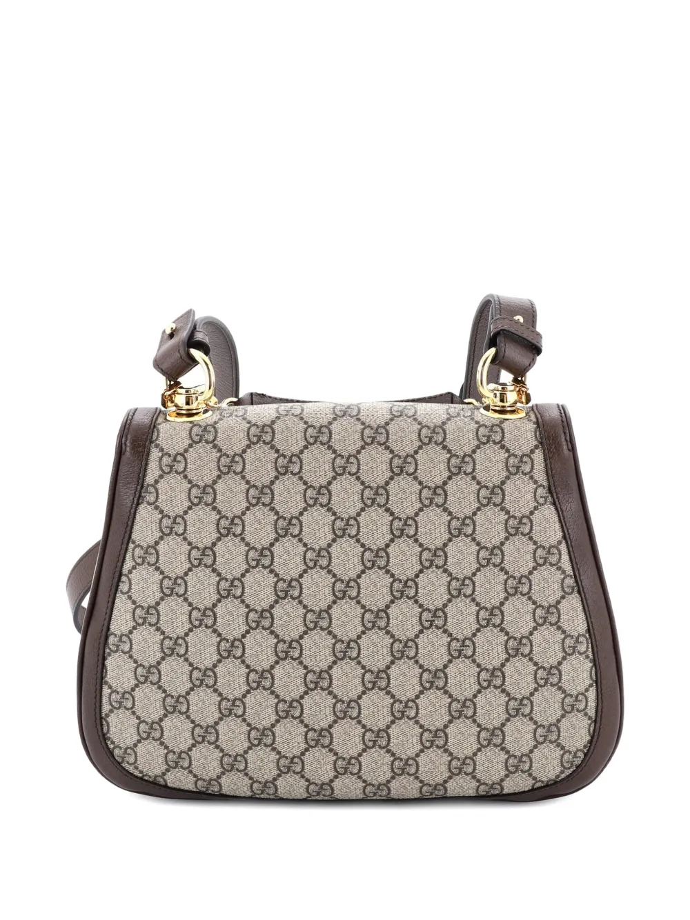 Pre-owned Gucci Blondie Nm Top Handle Bag Gg Coated Canvas Medium Satchel In Brown