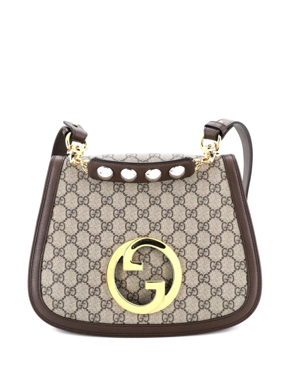 Pre-owned Gucci Blondie Nm Top Handle Bag Gg Coated Canvas Medium Satchel In Brown