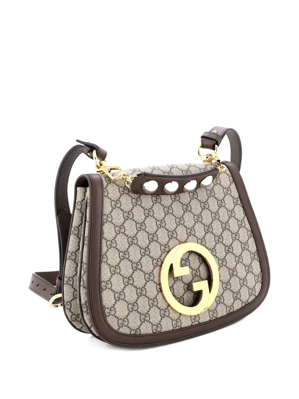 Pre-owned Gucci Blondie Nm Top Handle Bag Gg Coated Canvas Medium Satchel In Brown