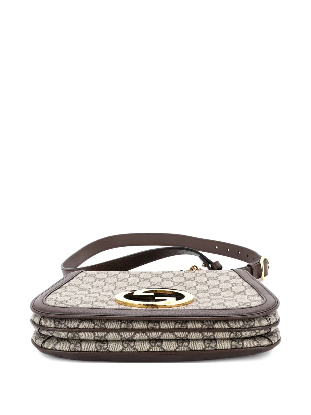 Pre-owned Gucci Blondie Nm Top Handle Bag Gg Coated Canvas Medium Satchel In Brown