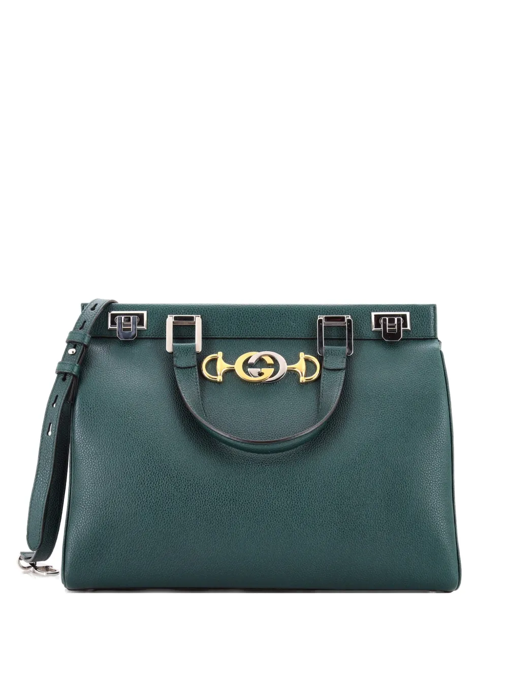 Pre-owned Gucci Zumi Top Handle Bag Leather Medium Satchel In Green