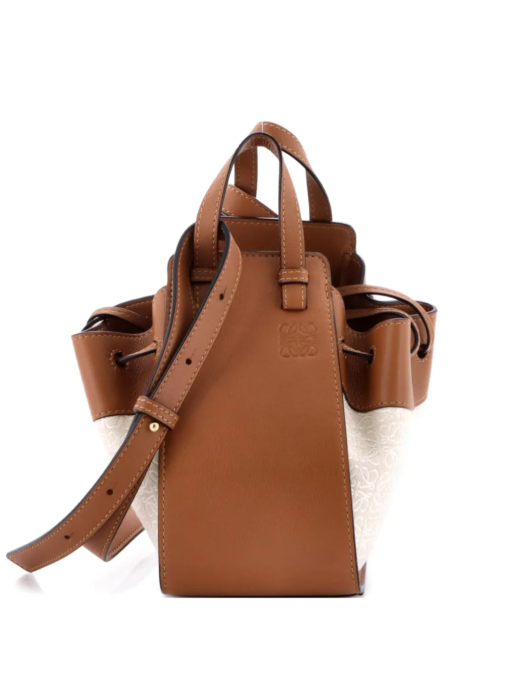 Loewe Pre-Owned Hammock Bag Leather and Anagram Jacquard Mini shoulder bag - Marrone