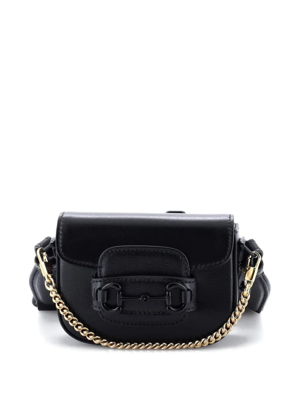 Pre-owned Gucci Horsebit 1955 Flap Wallet With Strap Leather Crossbody Bag In Black