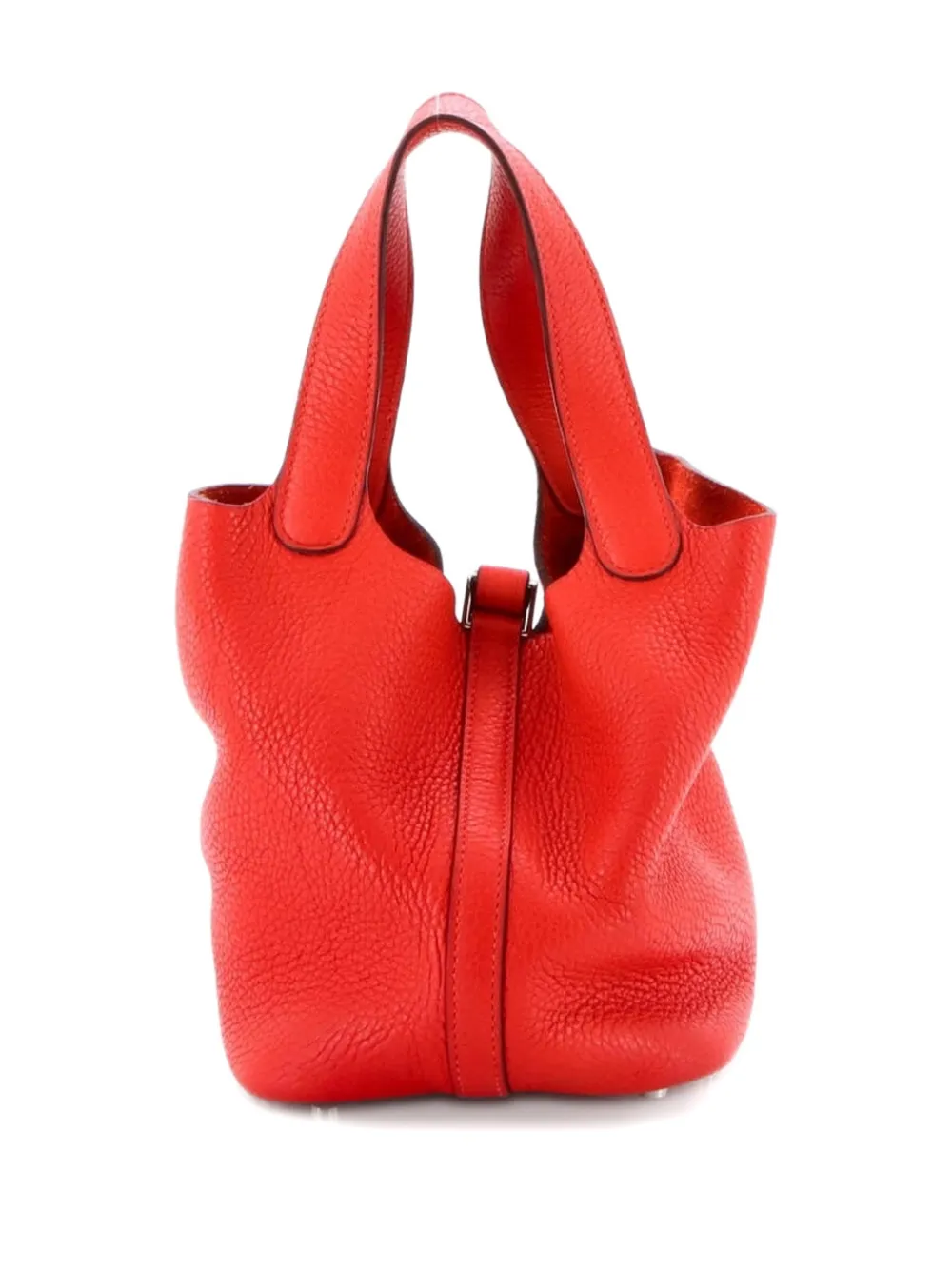 HERMES Pre-owned Picotin Lock Bag Clemence Pm Bucket Bag In Red