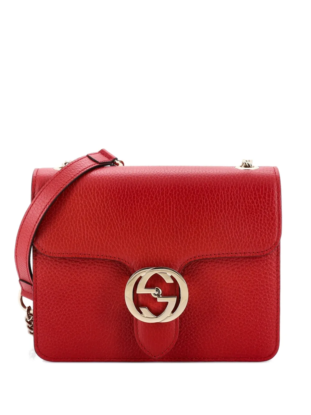Gucci Pre-Owned Interlocking Leather Small shoulder bag - Rosso