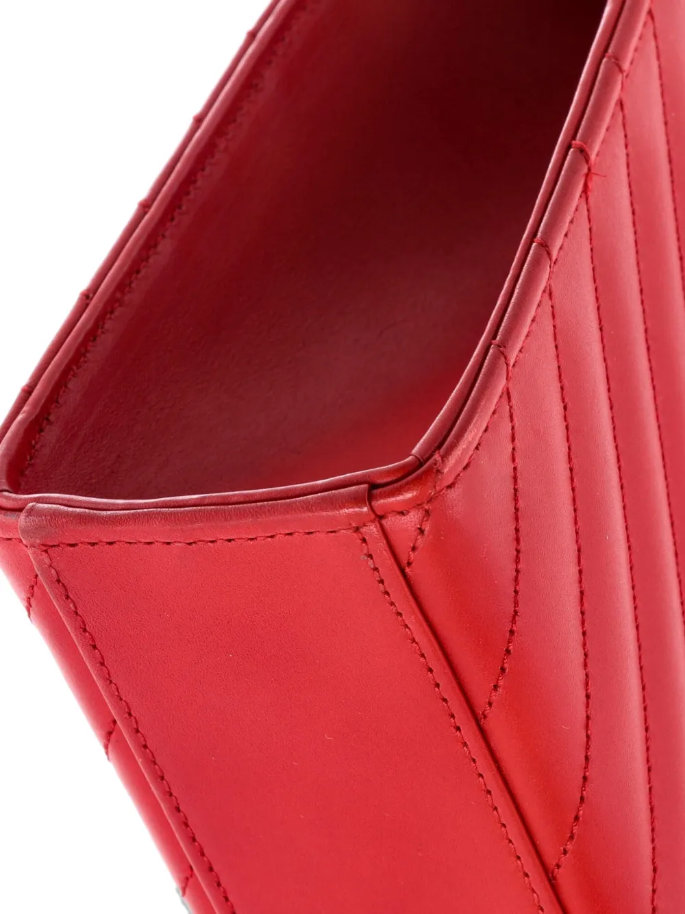 Pre-owned Saint Laurent Classic Monogram Envelope Satchel Matelasse Chevron Leather Large Shoulder Bag In Red