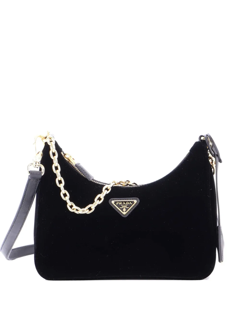Pre-owned Prada Re-edition 1995 Hobo Velvet Mini Shoulder Bag In Black
