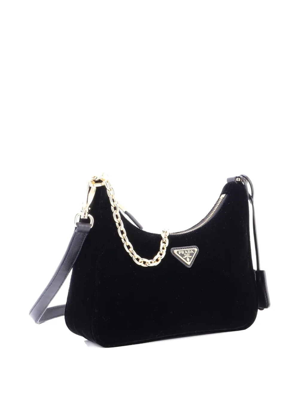 Pre-owned Prada Re-edition 1995 Hobo Velvet Mini Shoulder Bag In Black