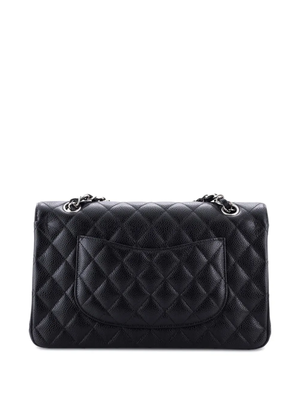 CHANEL Pre-owned Classic Double Flap Bag Quilted Caviar Medium Shoulder Bag In Black